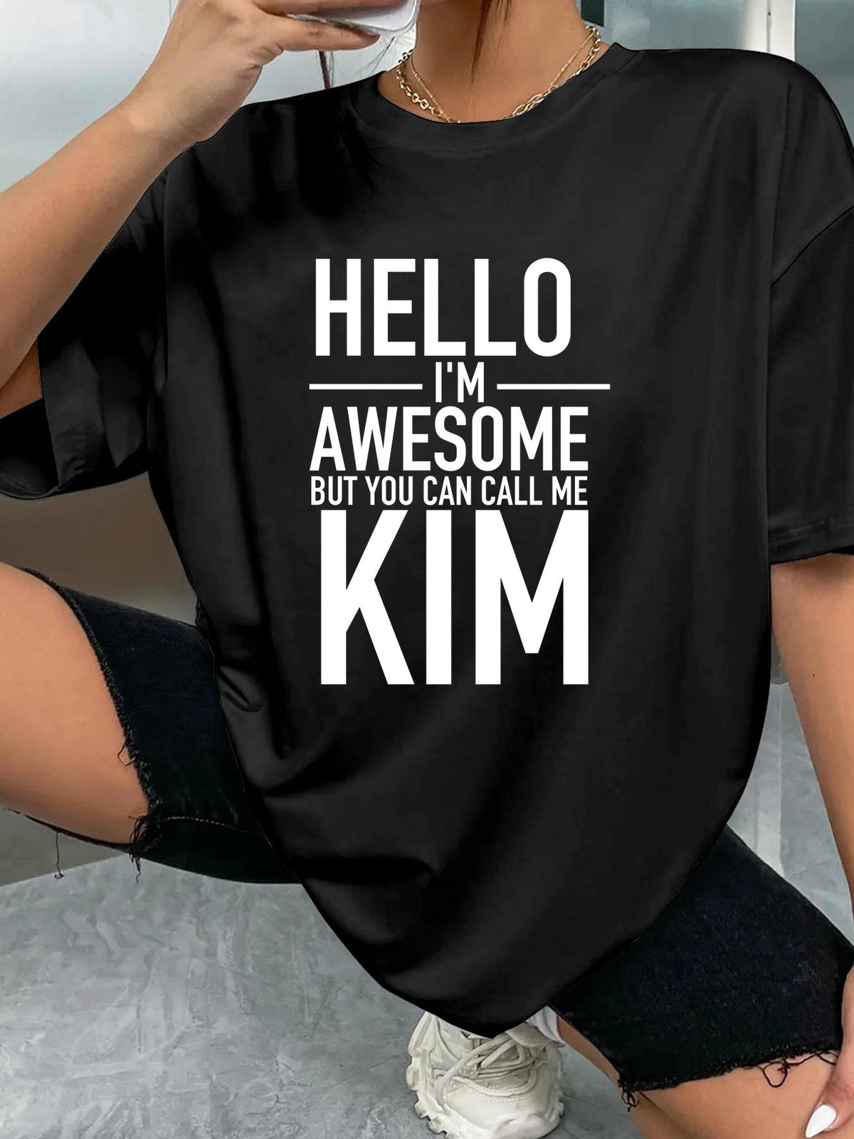 HELLO I'M AWESOME BUT YOU CAN CALL ME KIM - Black - image 2