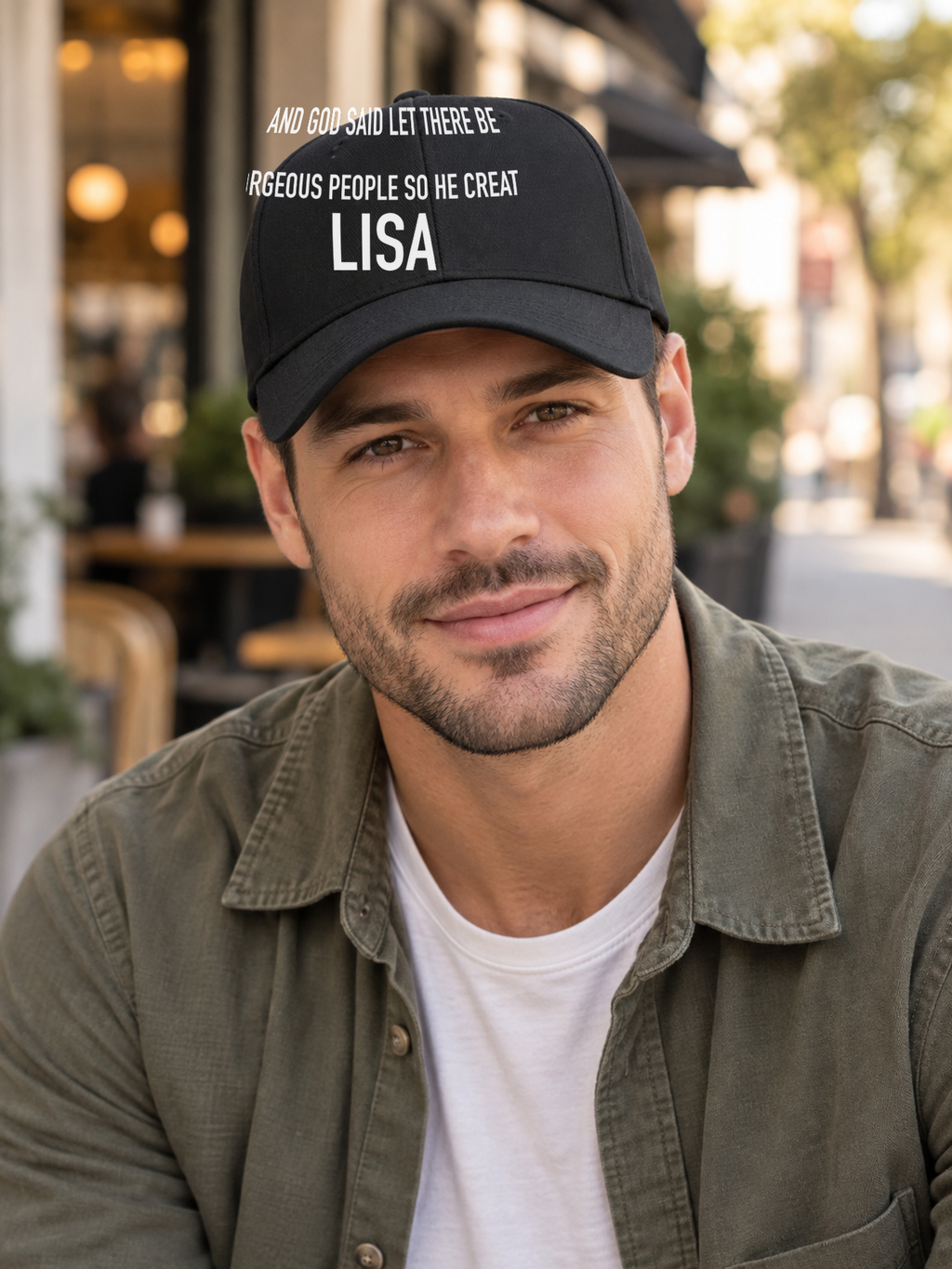 AND GOD SAID LET THERE BE GORGEOUS PEOPLE SO HE CREATED LISA cap model-black mockup