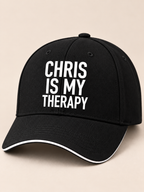 CHRIS IS MY THERAPY cap black mockup