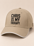 CHRIS IS MY THERAPY cap khaki mockup