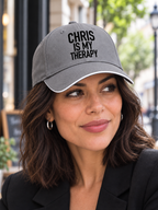 CHRIS IS MY THERAPY cap model-gray mockup