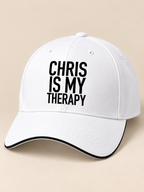 CHRIS IS MY THERAPY cap white mockup