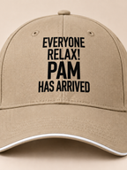 EVERYONE RELAX! PAM HAS ARRIVED cap khaki mockup
