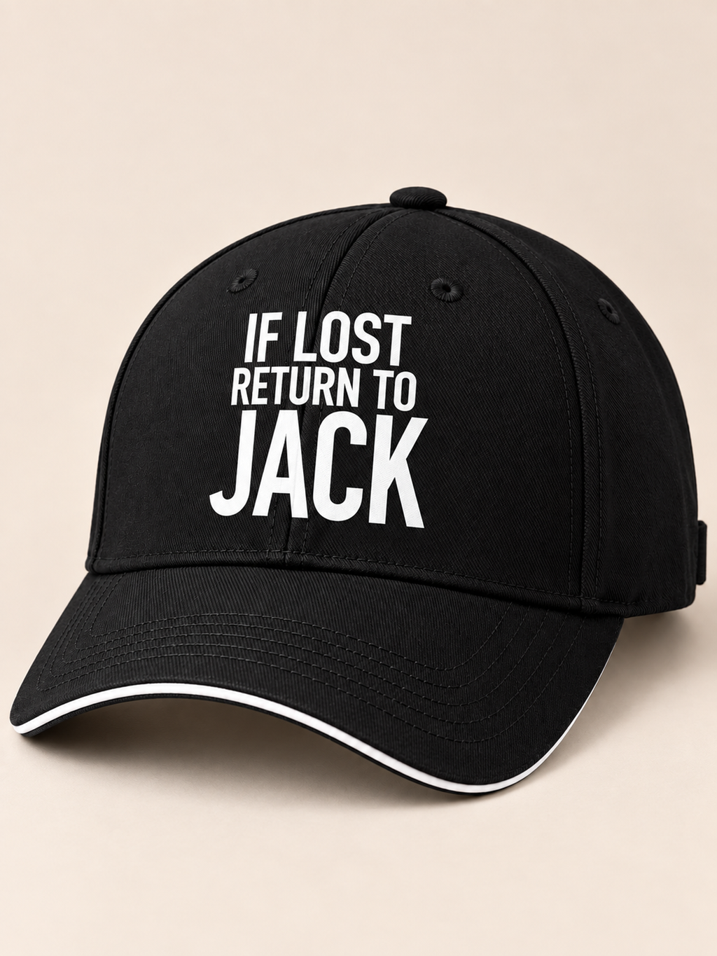 IF LOST RETURN TO JACK cap black mockup