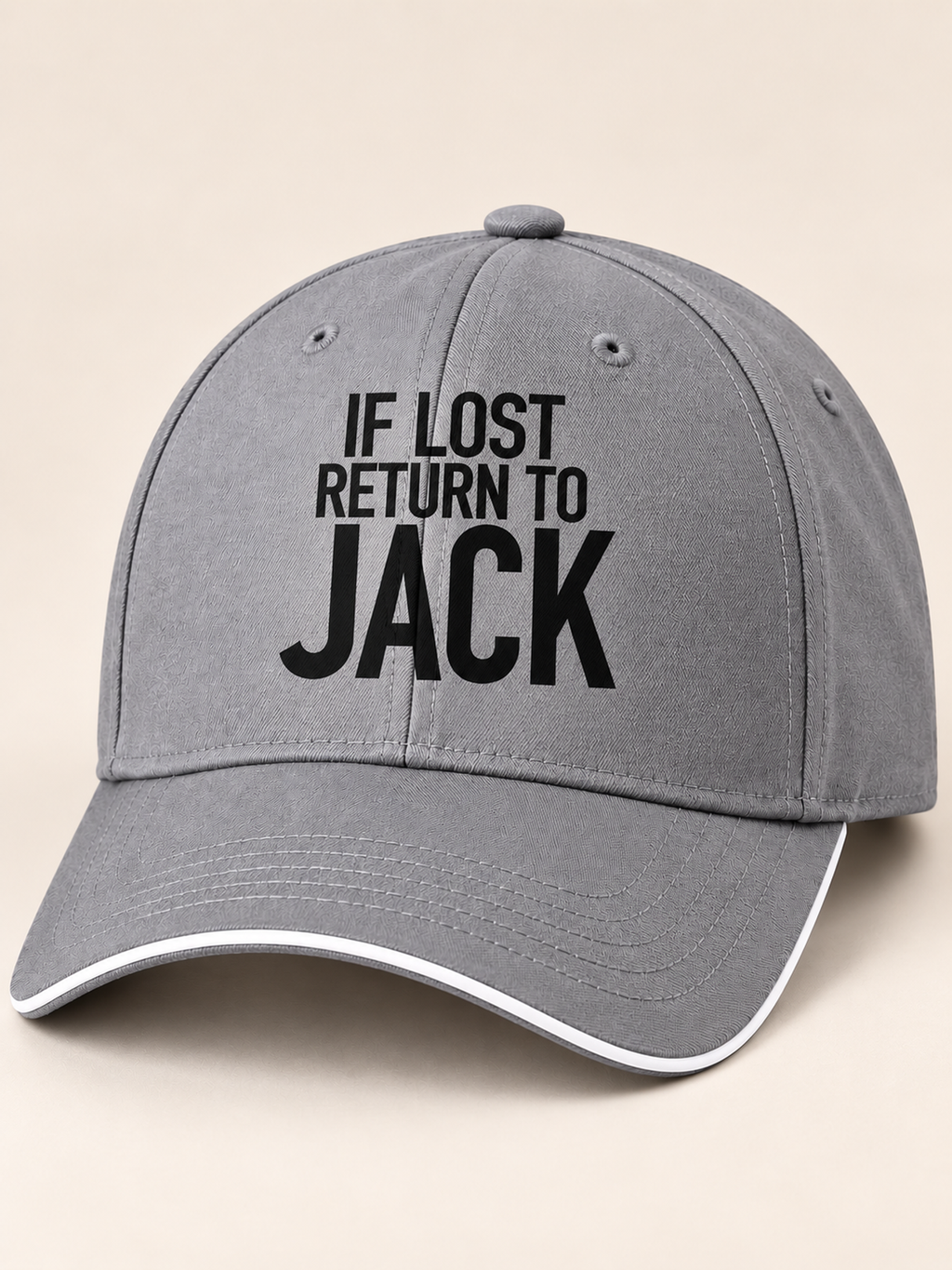 IF LOST RETURN TO JACK cap gray mockup
