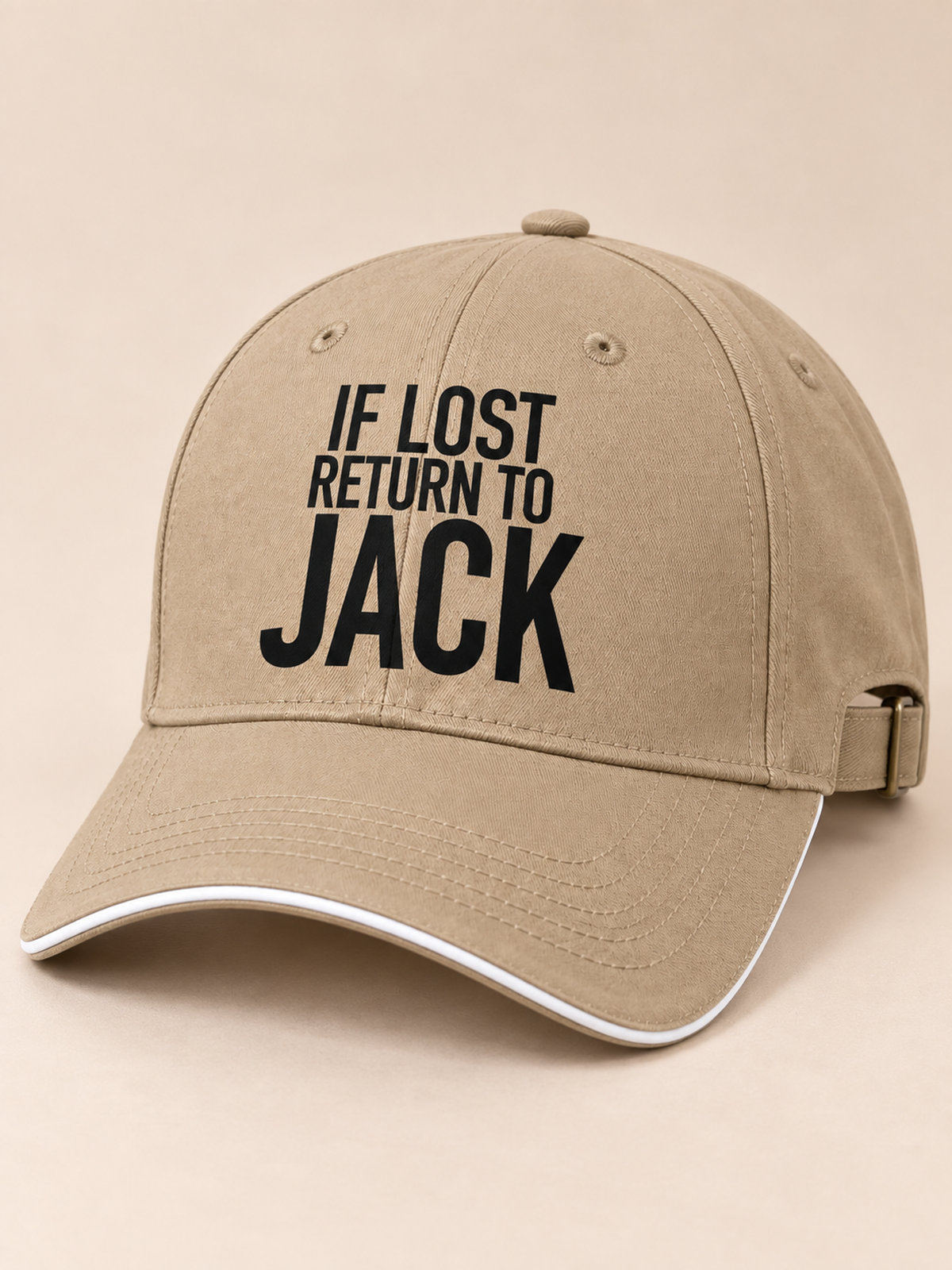 IF LOST RETURN TO JACK cap khaki mockup