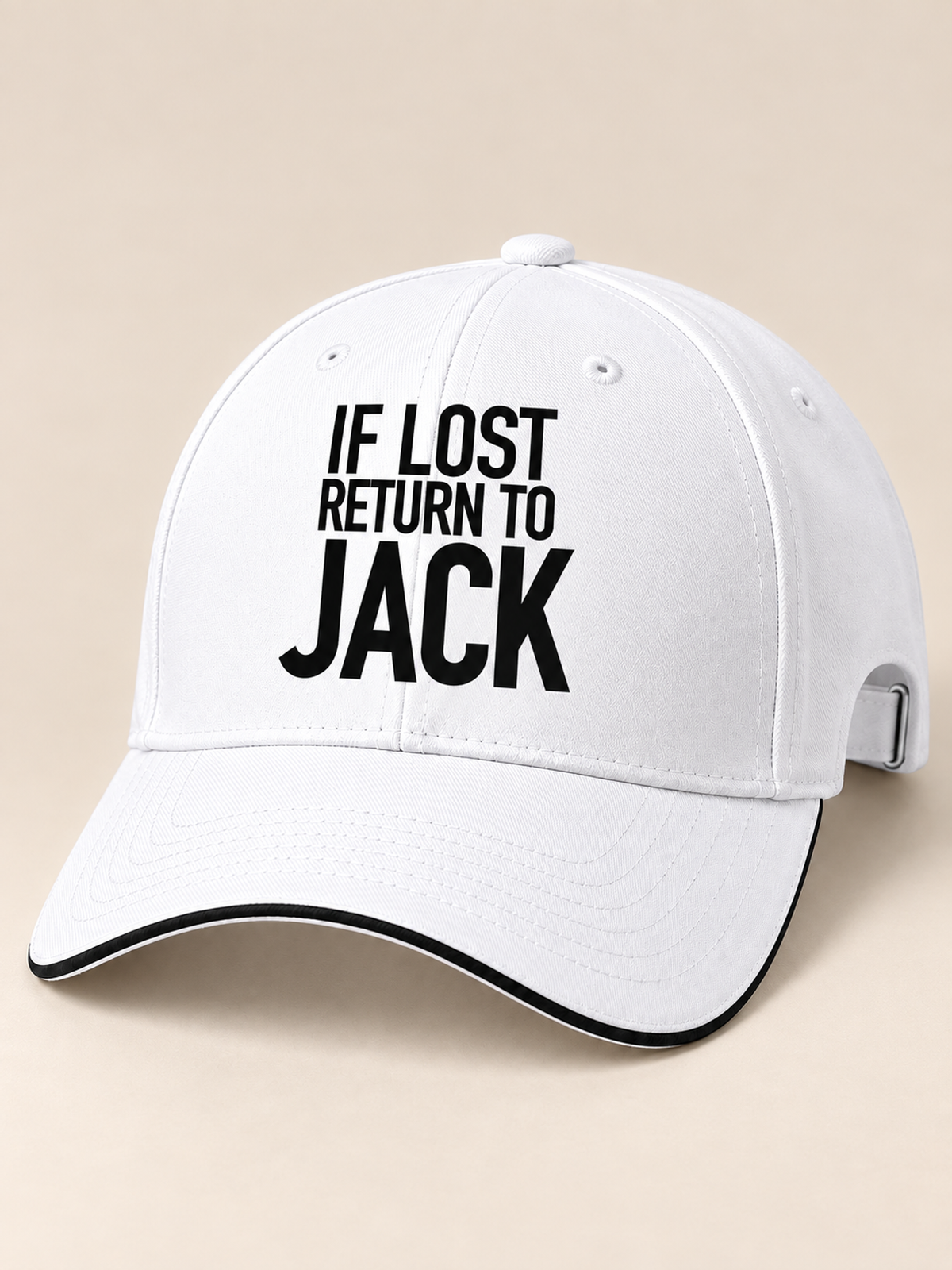 IF LOST RETURN TO JACK cap white mockup