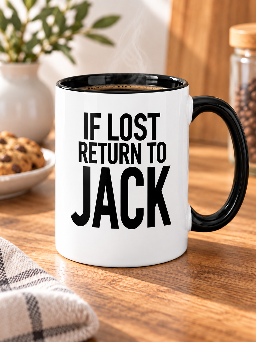 IF LOST RETURN TO JACK mug lifestyle-black-white mockup