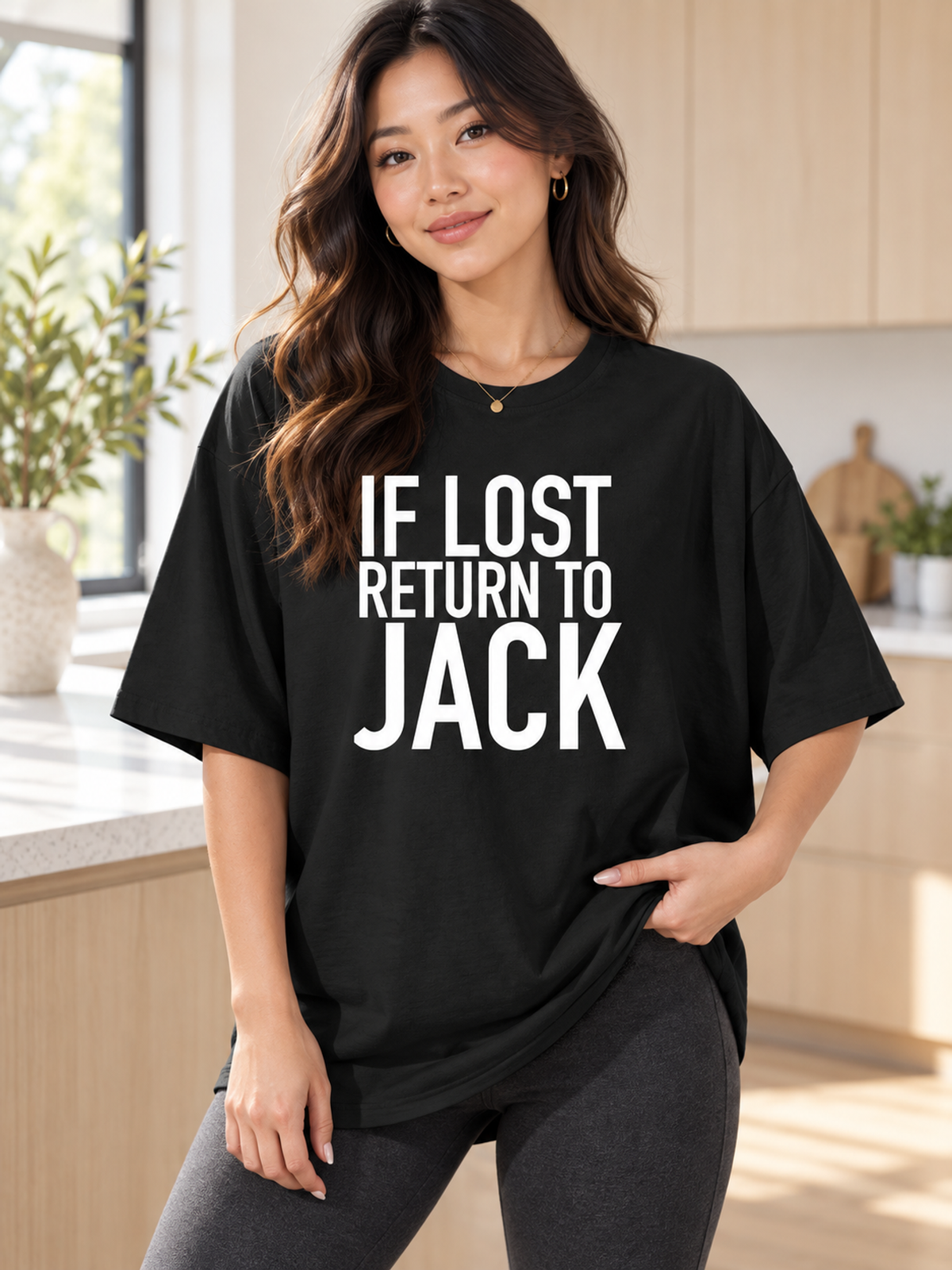 IF LOST RETURN TO JACK women-tshirt lifestyle-black mockup