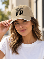 KEEP CALM AND CALL KIM cap model-khaki mockup
