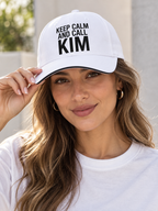 KEEP CALM AND CALL KIM cap model-white mockup