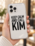 KEEP CALM AND CALL KIM phone-case handheld mockup