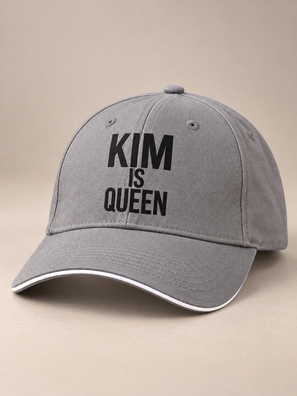 Gray KIM IS QUEEN sandwich baseball cap product image