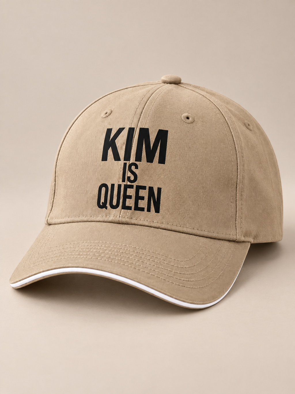 Khaki KIM IS QUEEN sandwich baseball cap product image