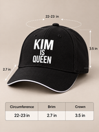 KIM IS QUEEN baseball cap size guide in inches