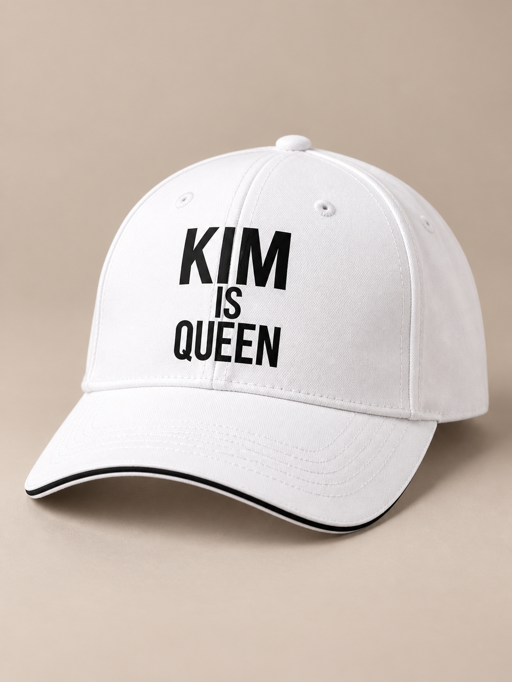 White KIM IS QUEEN sandwich baseball cap product image