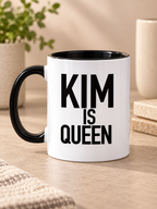 KIM IS QUEEN mug black-white mockup