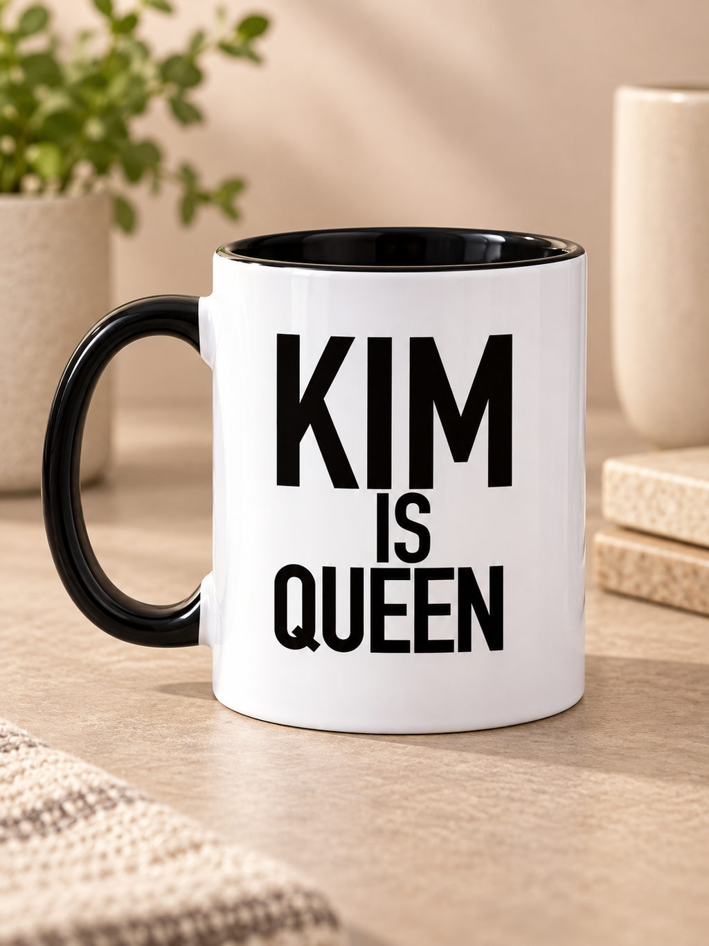 Black and white KIM IS QUEEN 11oz mug product image