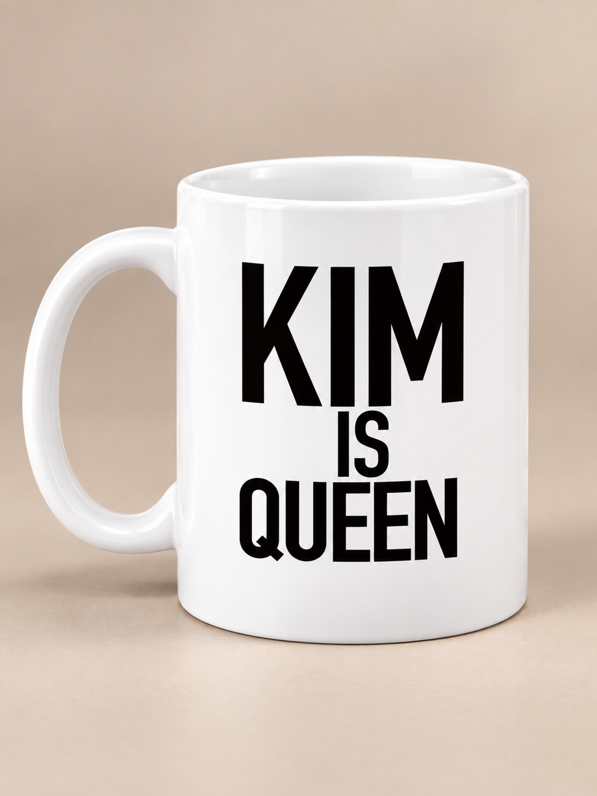 KIM IS QUEEN mug white mockup