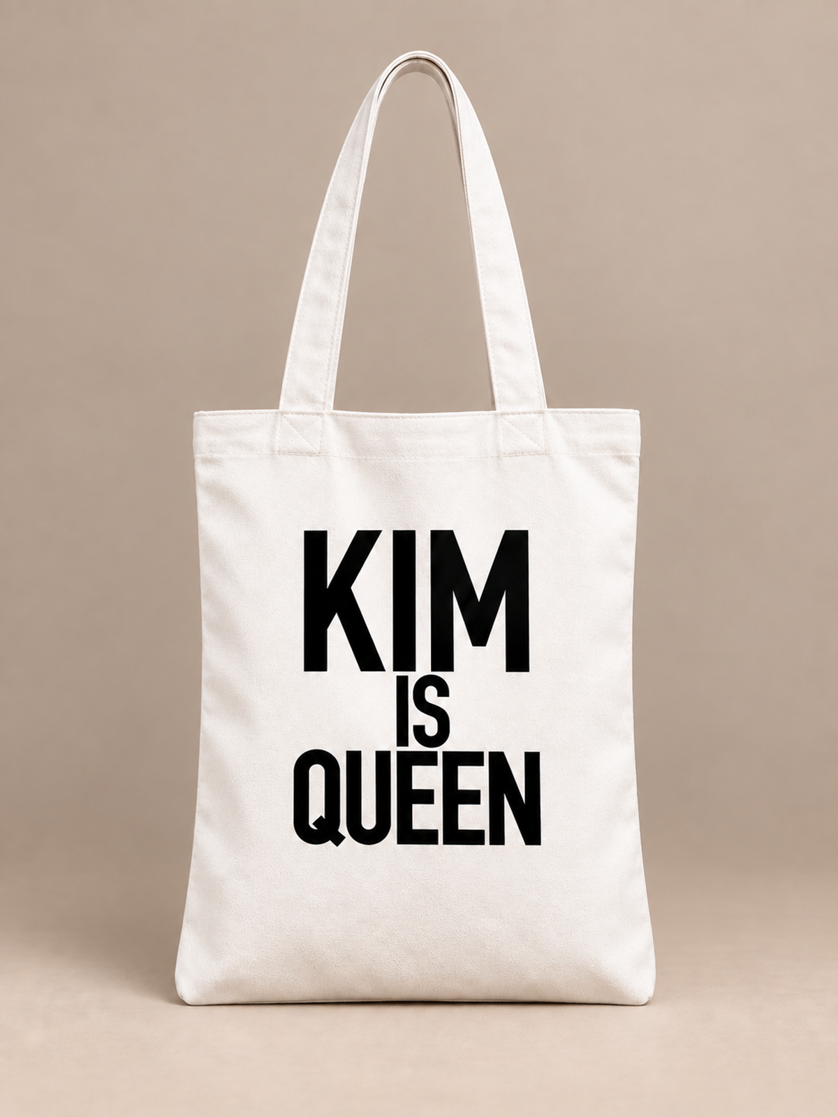 KIM IS QUEEN tote white mockup