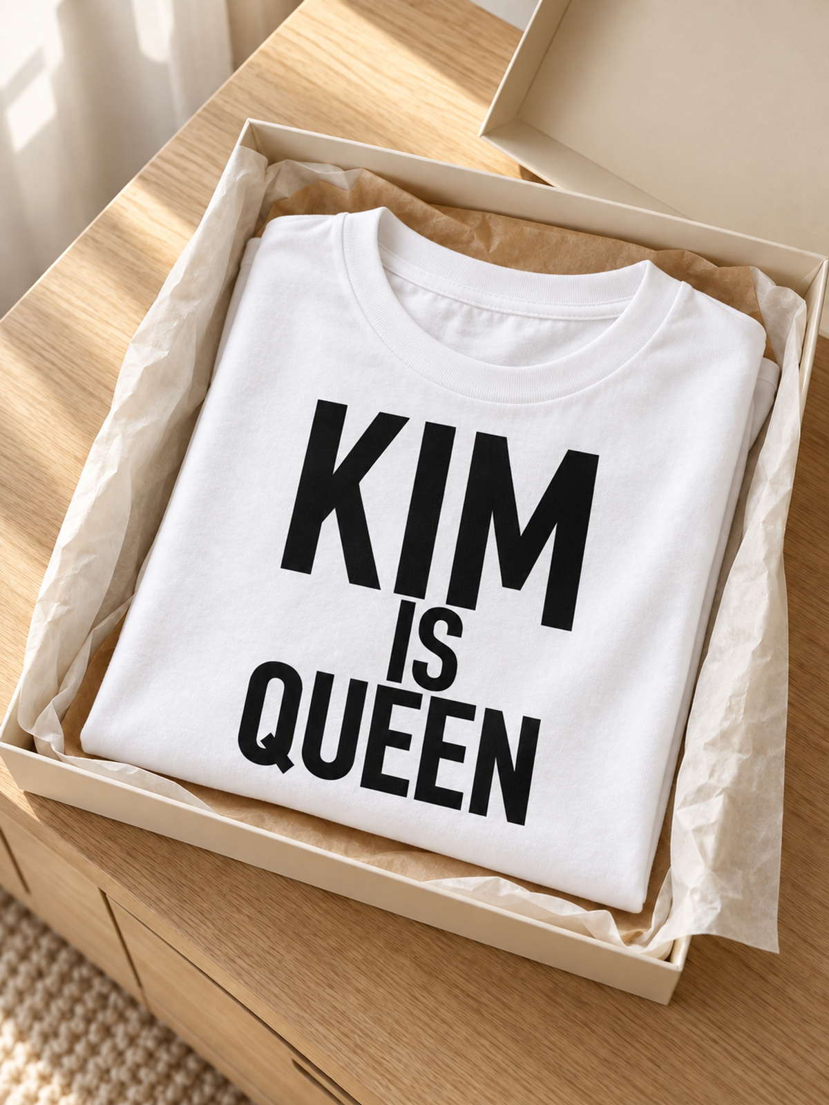 KIM IS QUEEN women-tshirt gift mockup