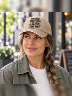 KIM KNOWS EVERYTHING IF SHE DOESN'T SHE MAKES STUFF UP REAL FAST! cap model-khaki mockup