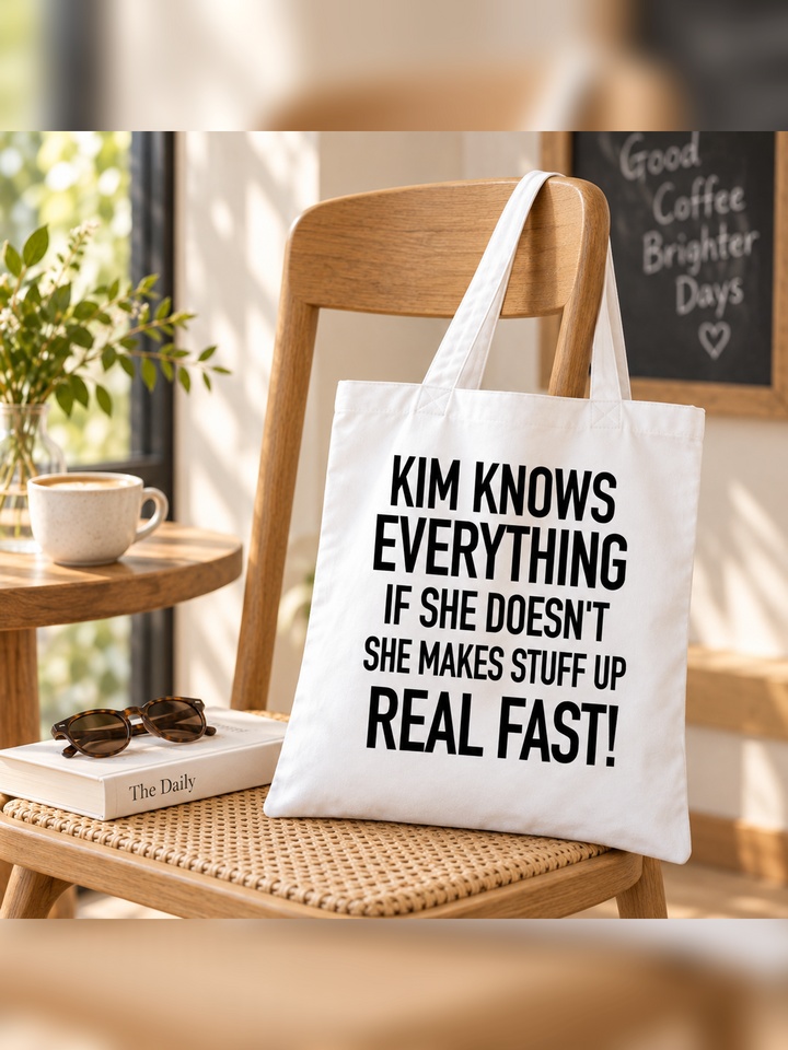 Kim Knows Everything If She Doesn't She Makes Stuff Up Real Fast - Tote Bag