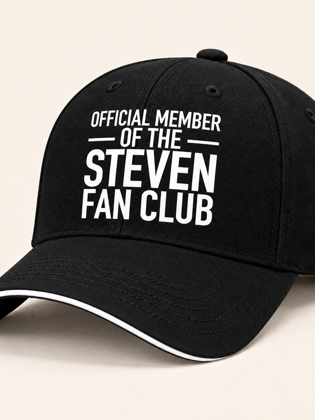 OFFICIAL MEMBER OF THE STEVEN FAN CLUB cap black mockup
