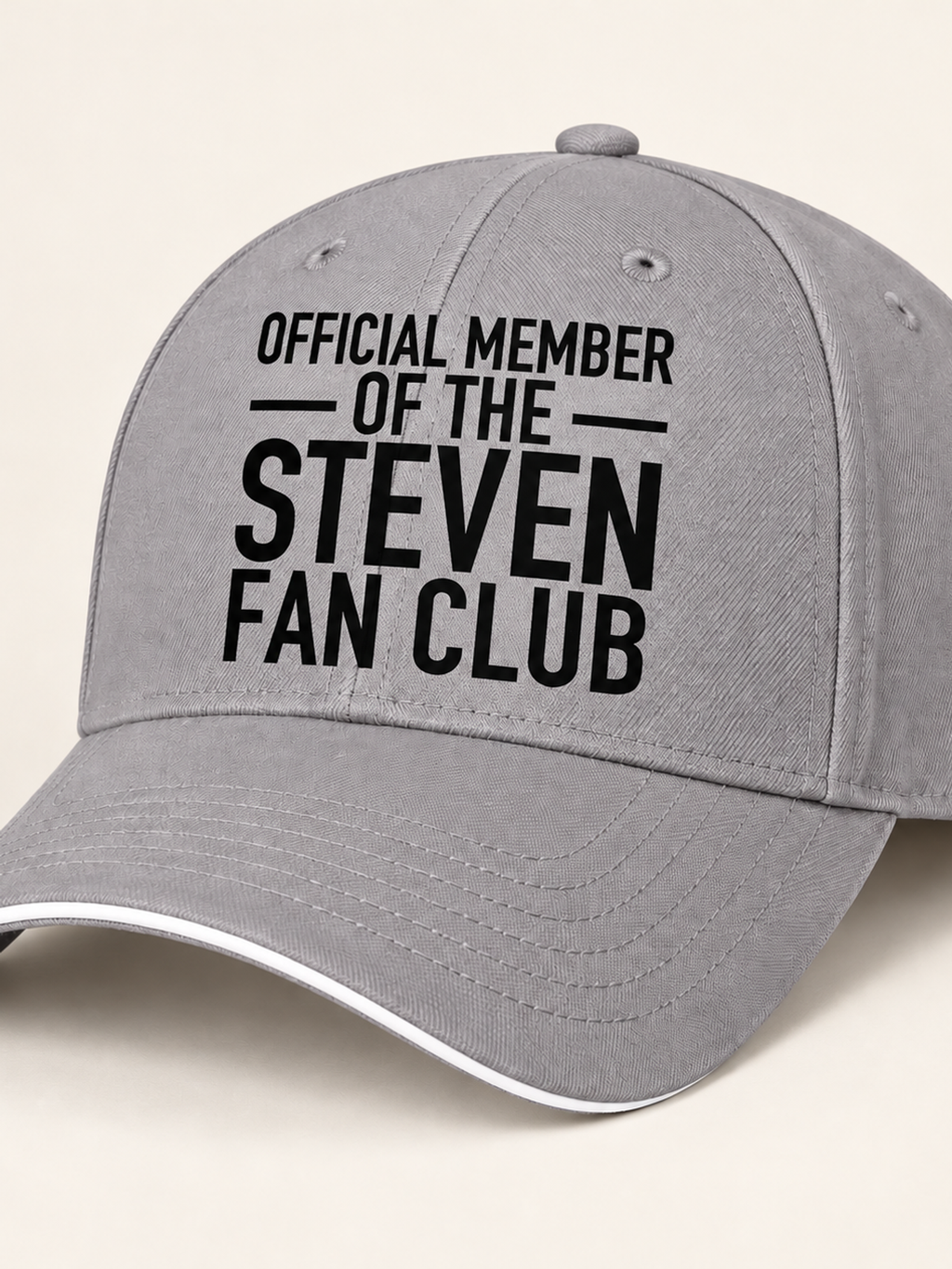 OFFICIAL MEMBER OF THE STEVEN FAN CLUB cap gray mockup