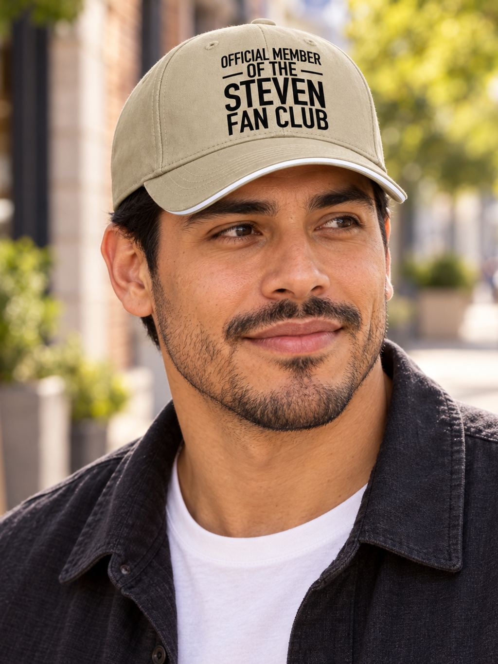 OFFICIAL MEMBER OF THE STEVEN FAN CLUB cap model-khaki mockup