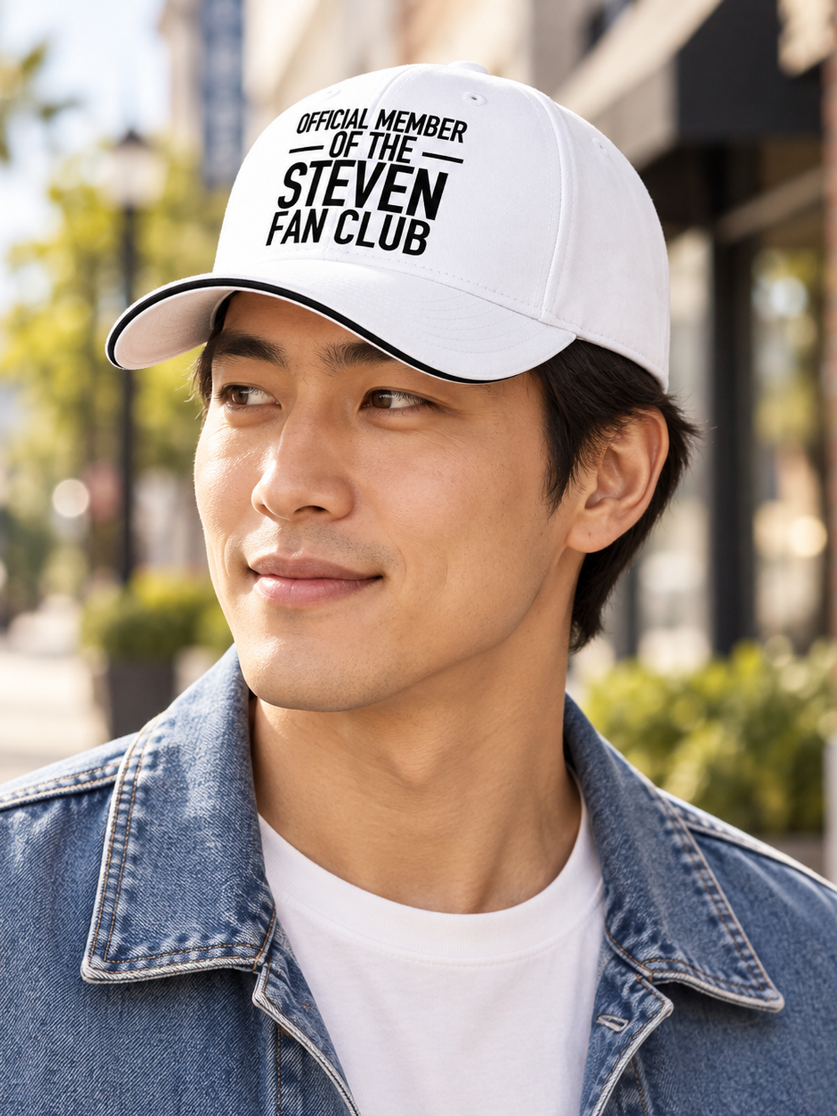 OFFICIAL MEMBER OF THE STEVEN FAN CLUB cap model-white mockup