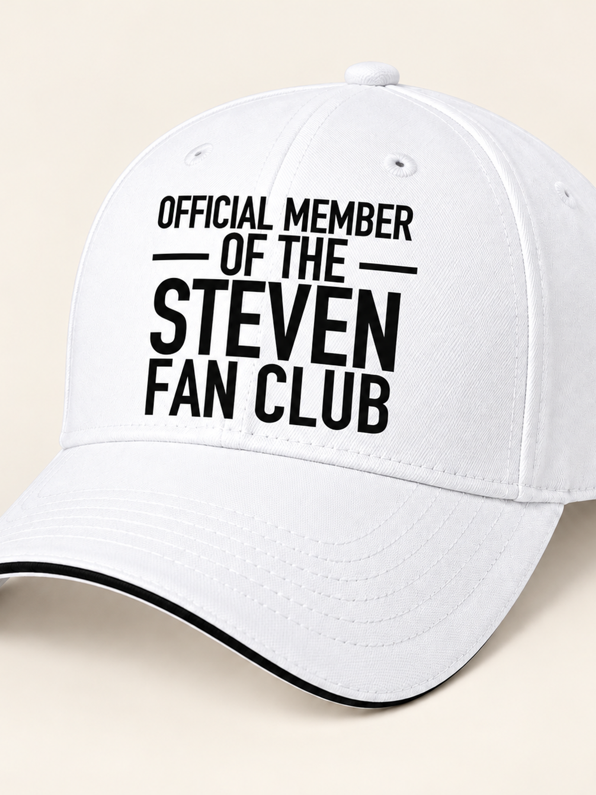 OFFICIAL MEMBER OF THE STEVEN FAN CLUB cap white mockup