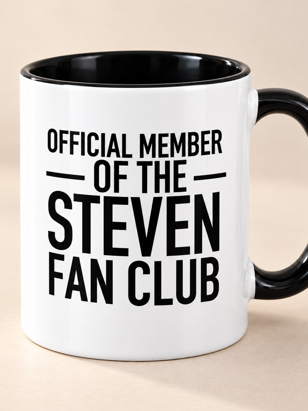 OFFICIAL MEMBER OF THE STEVEN FAN CLUB mug black-white mockup