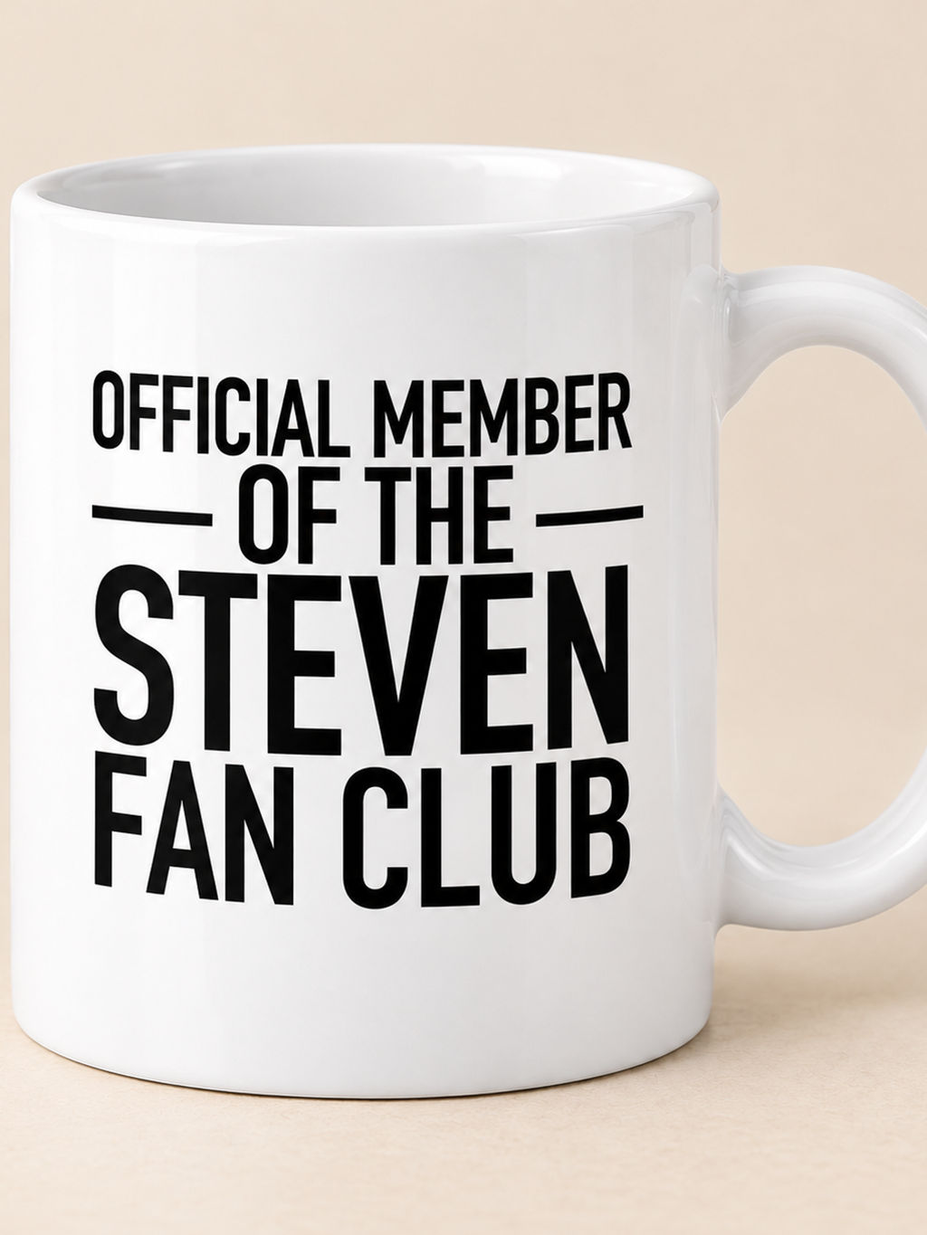 OFFICIAL MEMBER OF THE STEVEN FAN CLUB mug white mockup