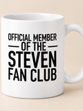 OFFICIAL MEMBER OF THE STEVEN FAN CLUB mug white mockup