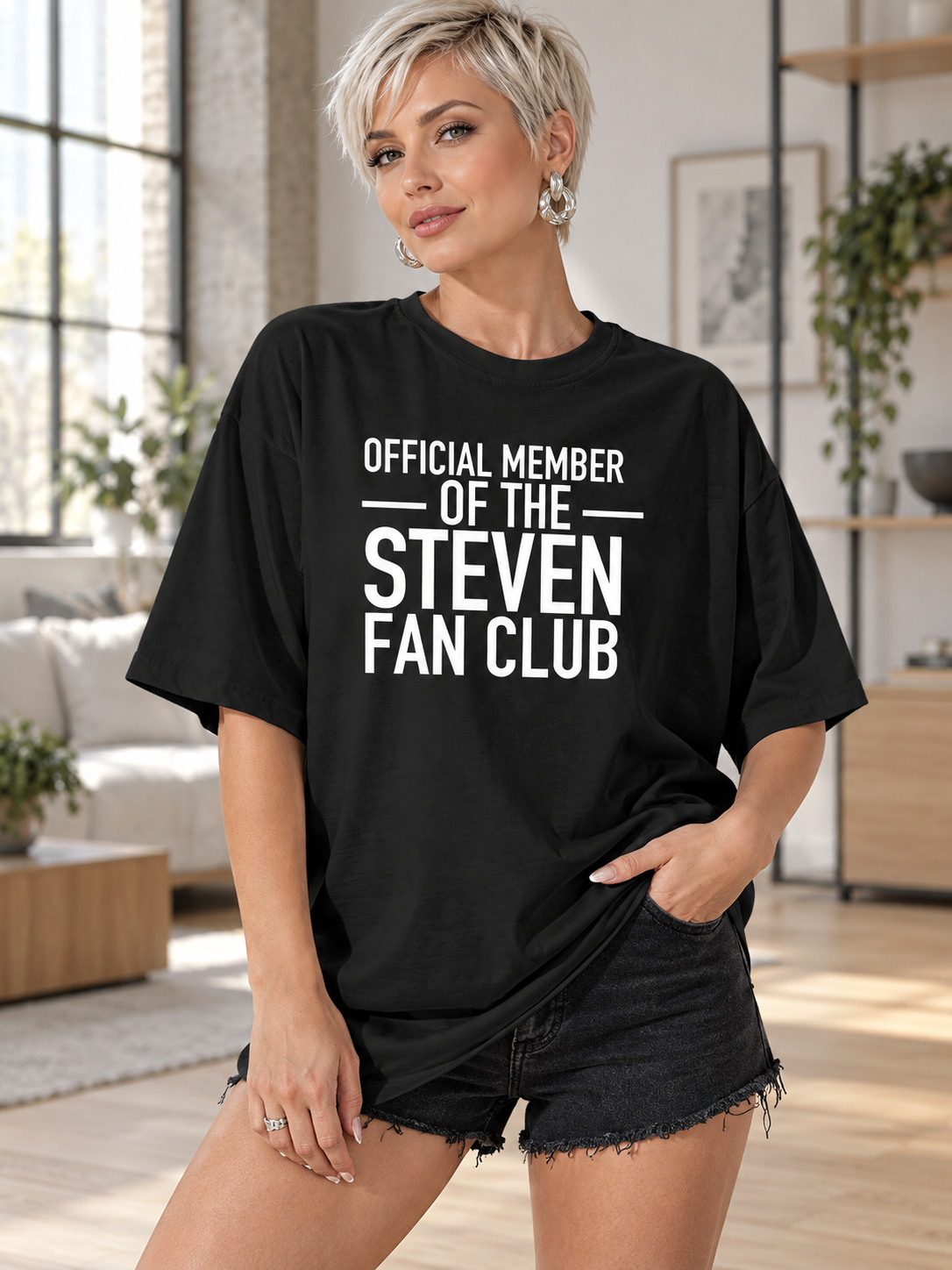 OFFICIAL MEMBER OF THE STEVEN FAN CLUB women-tshirt lifestyle-black mockup
