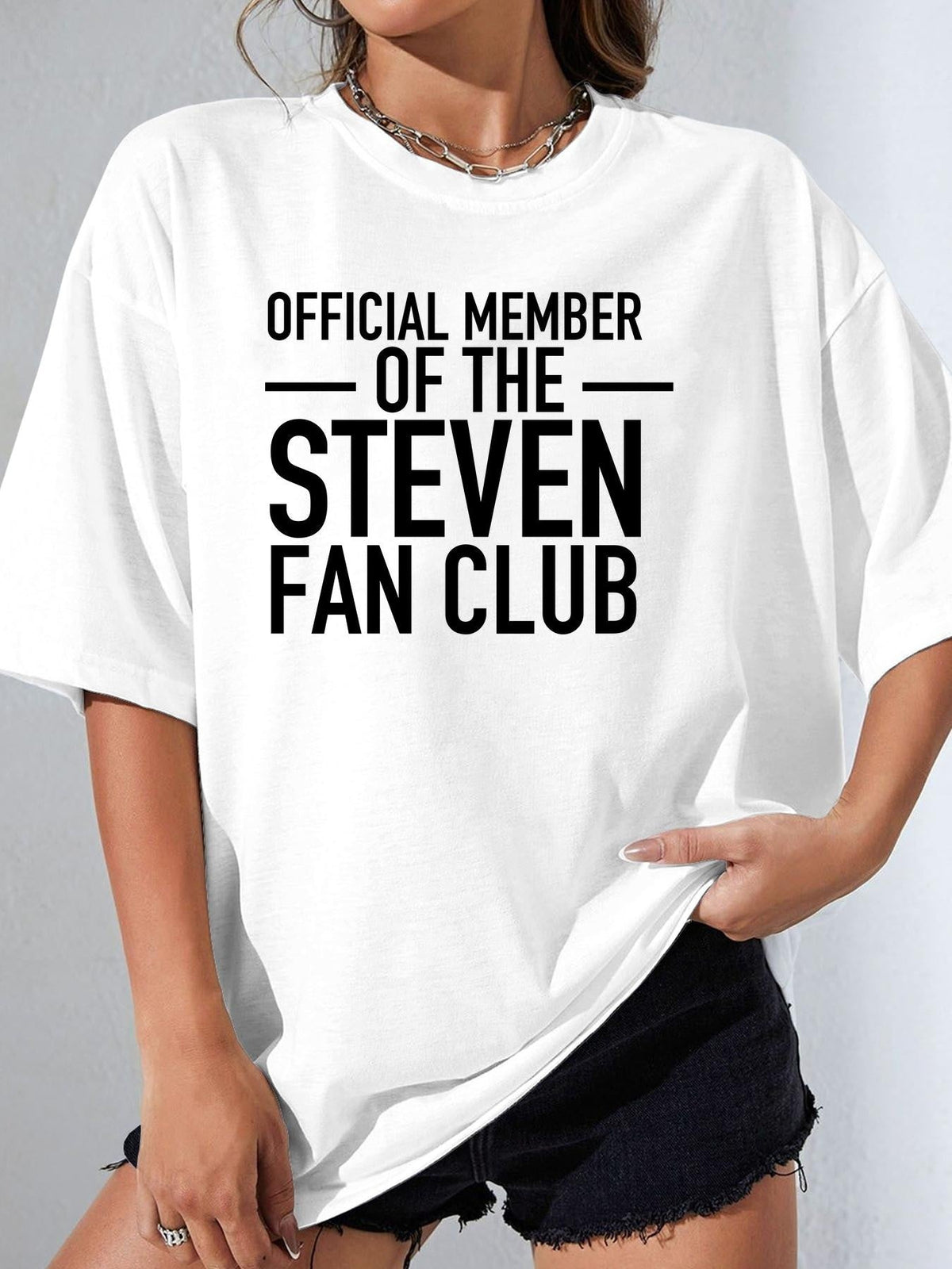 OFFICIAL MEMBER OF THE STEVEN FAN CLUB women-tshirt white mockup