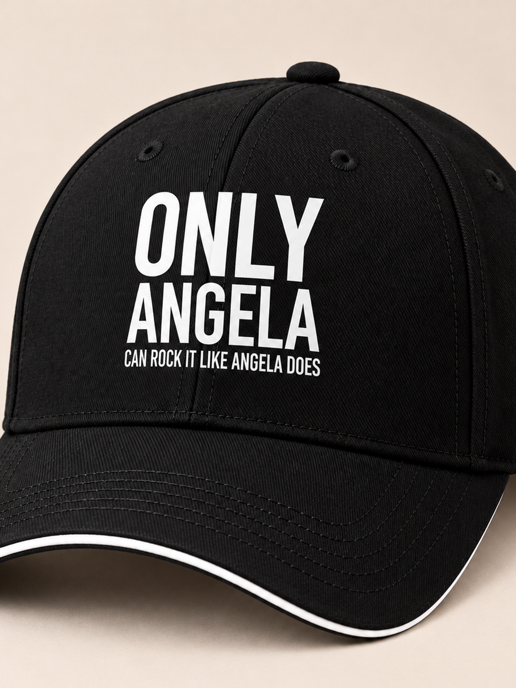 ONLY ANGELA CAN ROCK IT LIKE ANGELA DOES cap black mockup