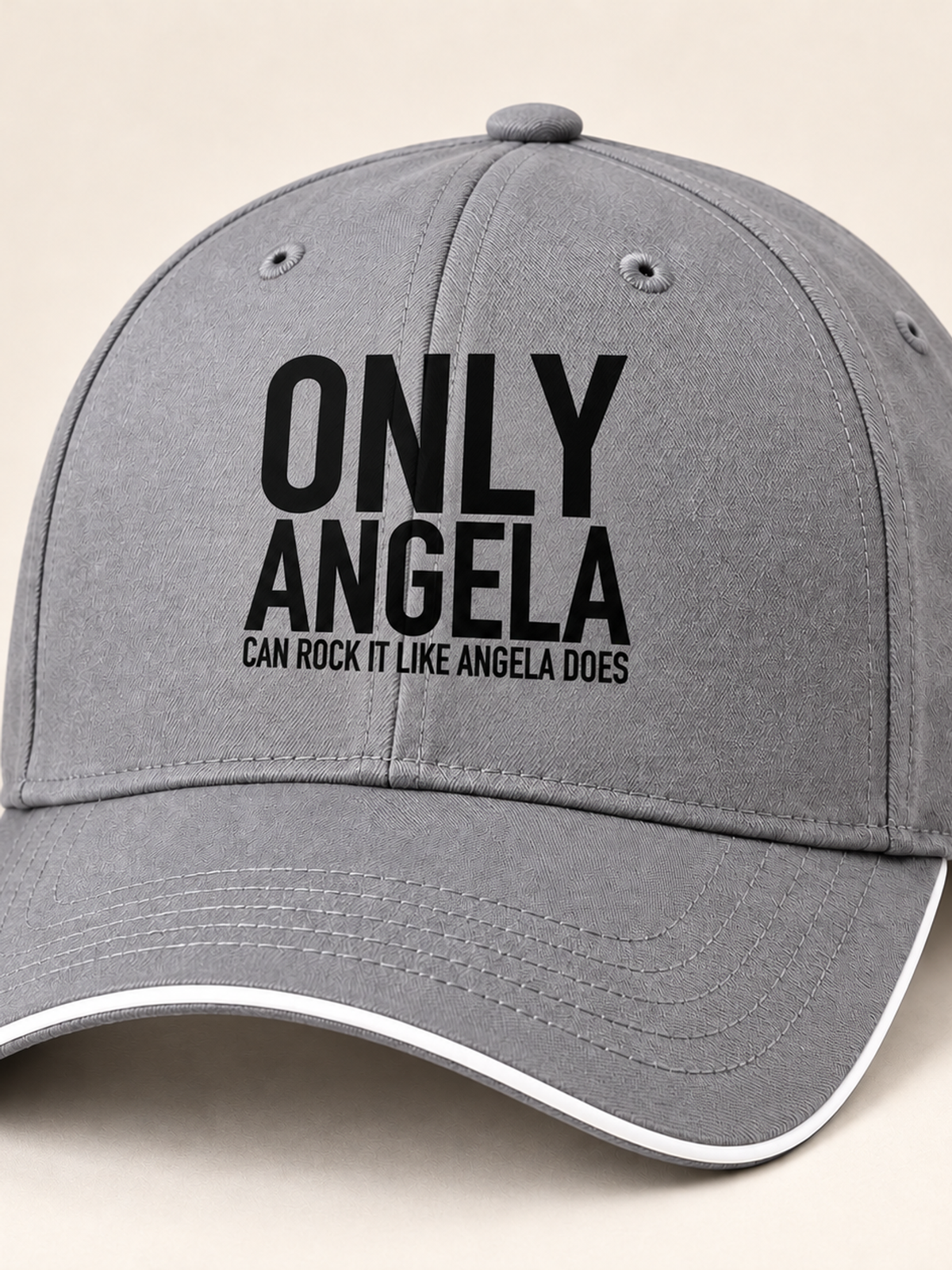 ONLY ANGELA CAN ROCK IT LIKE ANGELA DOES cap gray mockup