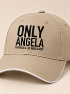 ONLY ANGELA CAN ROCK IT LIKE ANGELA DOES cap khaki mockup