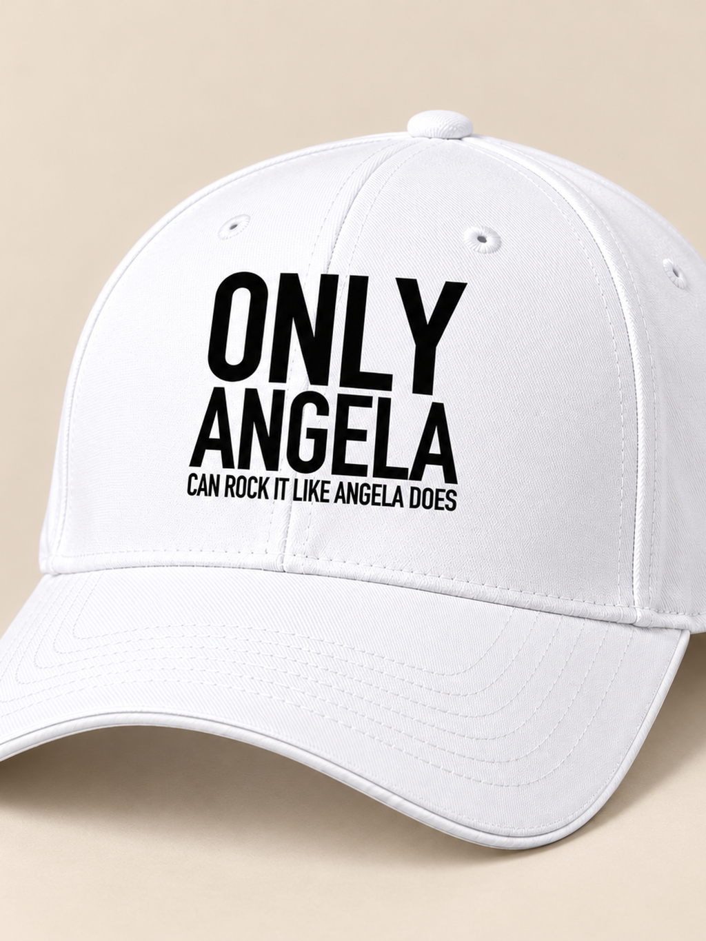 ONLY ANGELA CAN ROCK IT LIKE ANGELA DOES cap white mockup