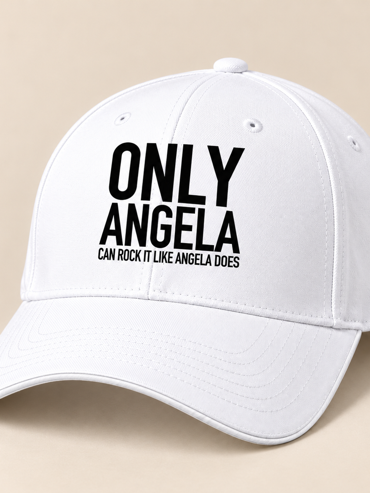 ONLY ANGELA CAN ROCK IT LIKE ANGELA DOES cap white mockup