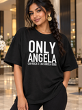 ONLY ANGELA CAN ROCK IT LIKE ANGELA DOES women-tshirt lifestyle-black mockup