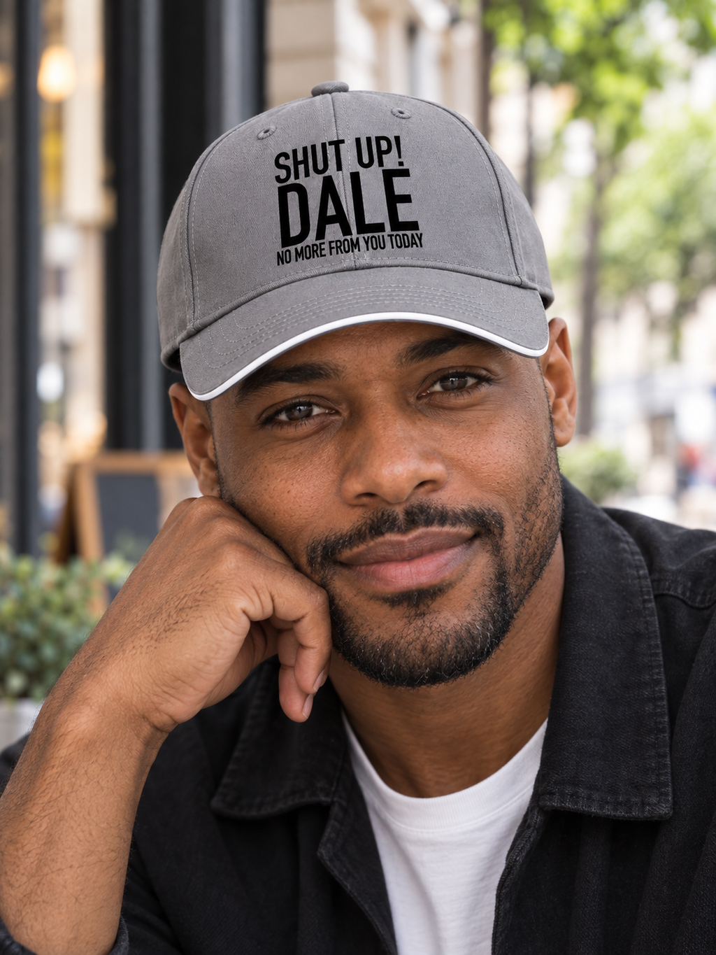 SHUT UP! DALE NO MORE FROM YOU TODAY cap model-gray mockup