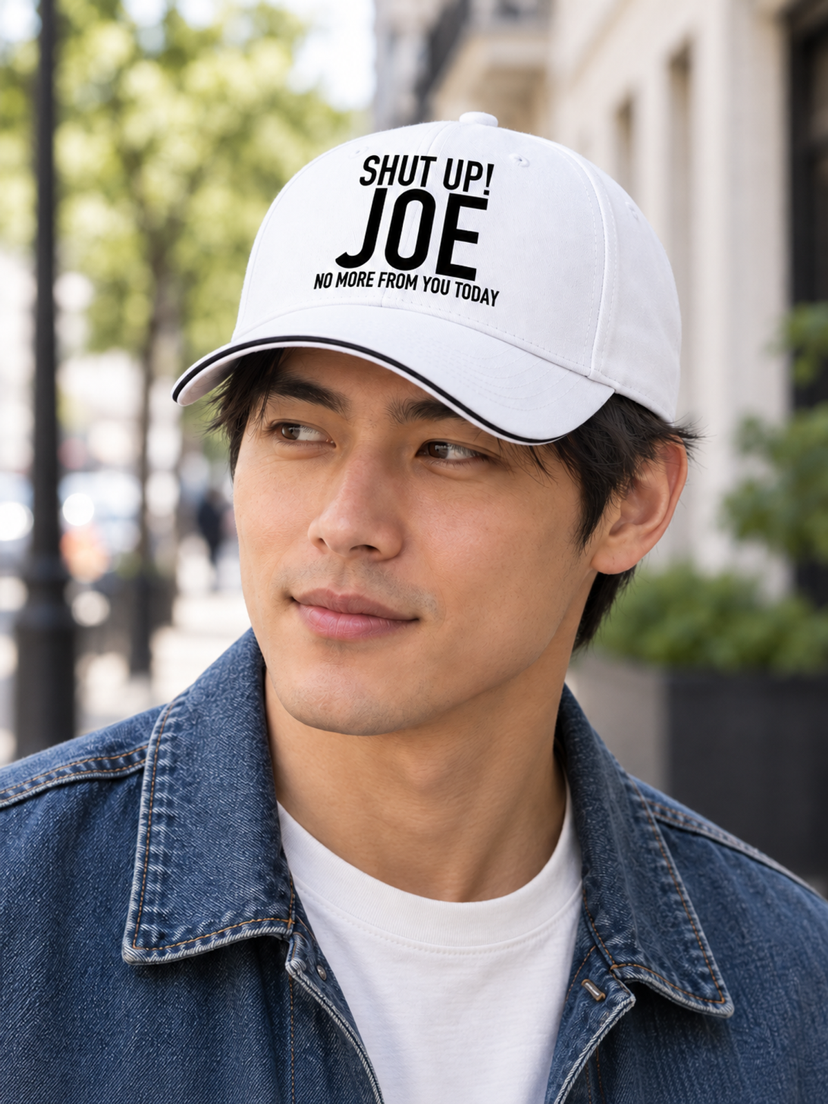 SHUT UP! JOE NO MORE FROM YOU TODAY cap model-white mockup
