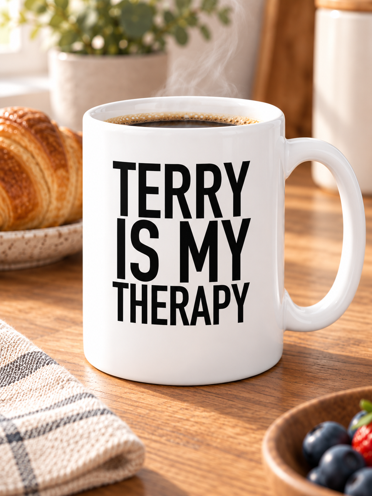 TERRY IS MY THERAPY mug lifestyle-white mockup