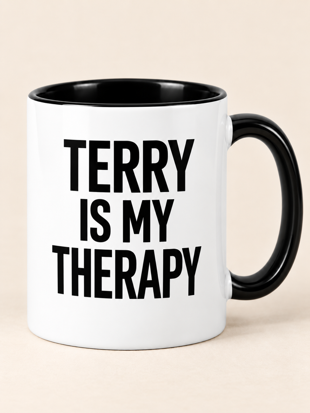 TERRY IS MY THERAPY mug black-white mockup