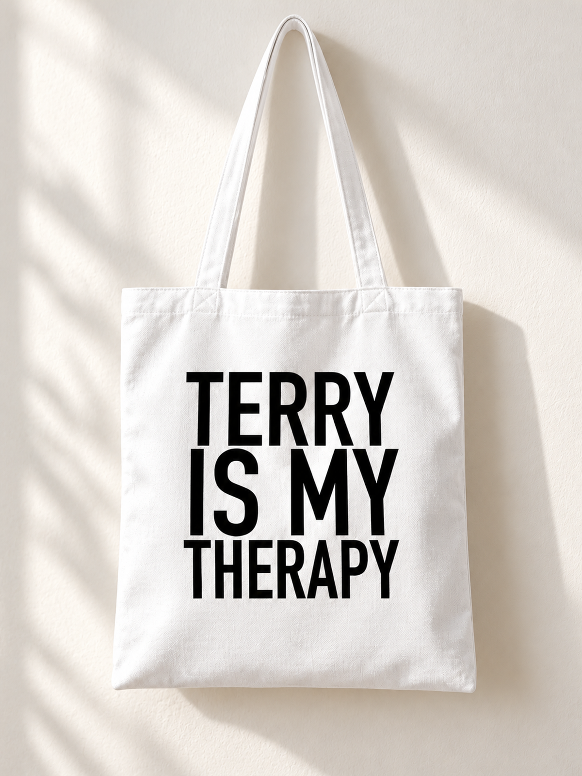 TERRY IS MY THERAPY tote white mockup