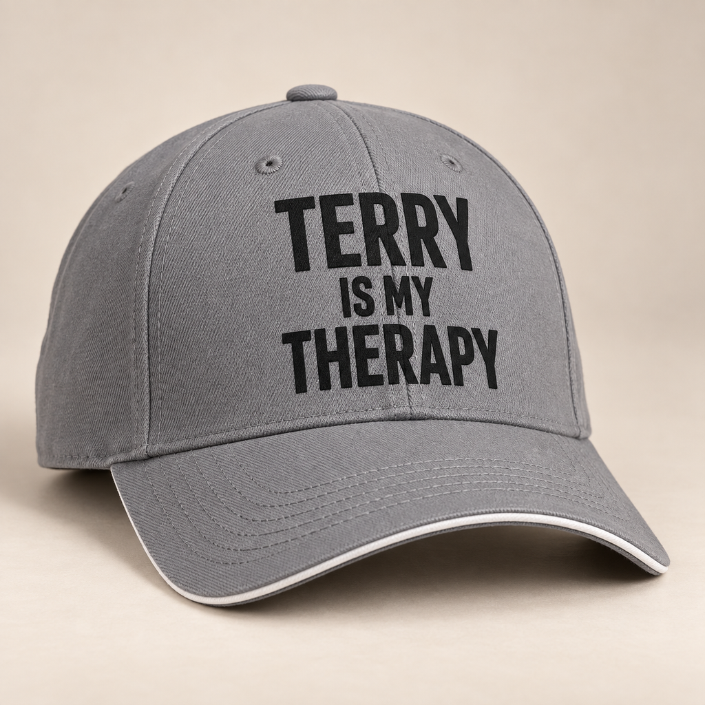 TERRY IS MY THERAPY cap gray direct generated print v2