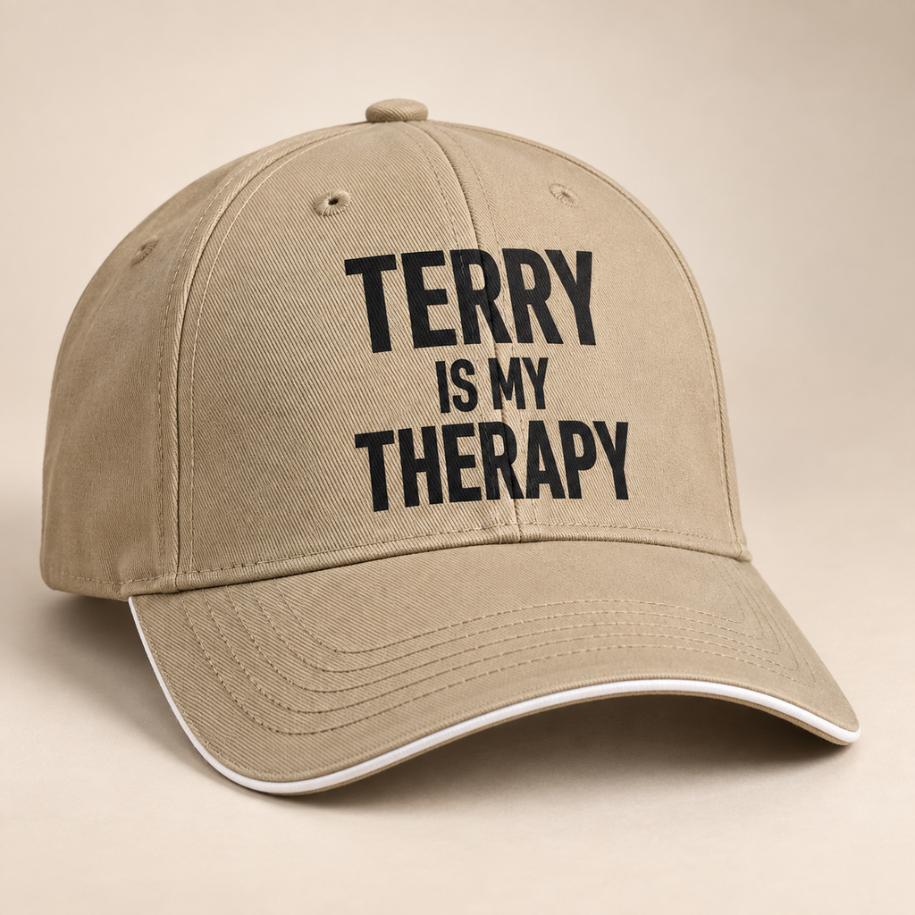 TERRY IS MY THERAPY cap khaki direct generated print v2
